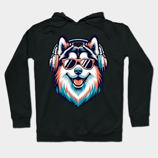 Smiling Finnish Lapphund DJ Rocks the Beat Hoodie